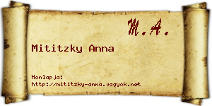 Mititzky Anna névjegykártya